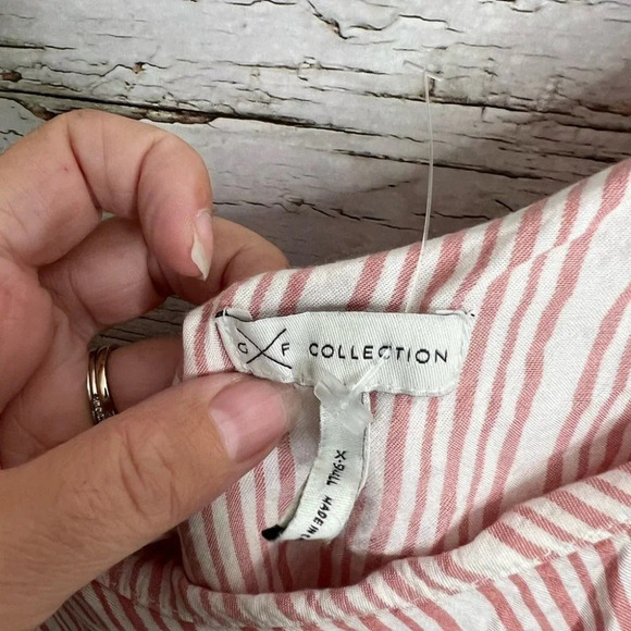 Gentle fawn pink striped ruffle one shoulder blouse top size xs - Picture 5 of 6